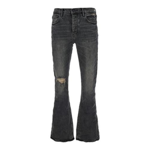 Purple Brand Grå Flare Jeans Knycklad Effekt Gray, Herr