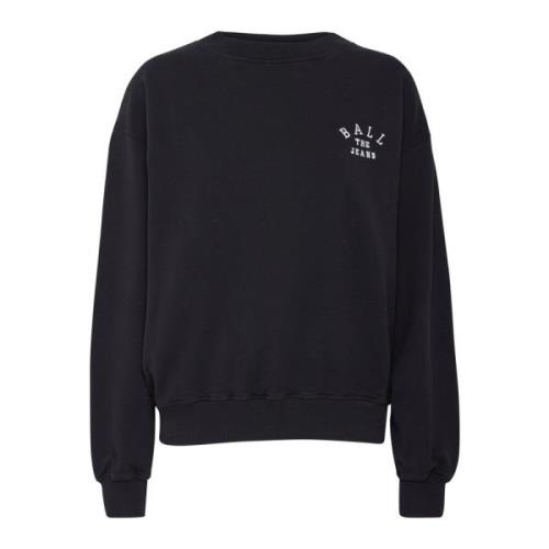 Ball Svart Crewneck Sweatshirt med Broderad Logotyp Black, Dam