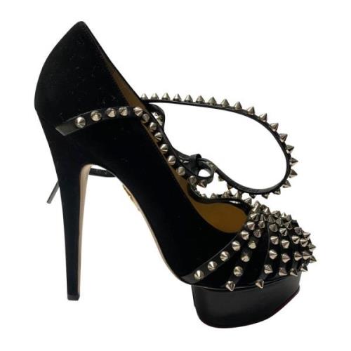 Charlotte Olympia Studded Svart Mocka Platform Pumps Black, Dam