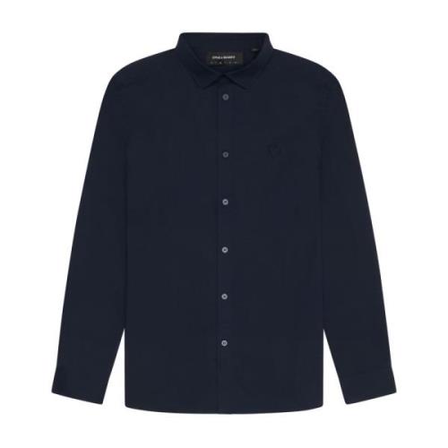 Lyle & Scott Tonal Eagle Poplin Skjorta Blue, Herr