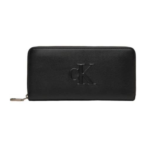 Calvin Klein Jeans Deboss dragkedja plånbok Black, Dam