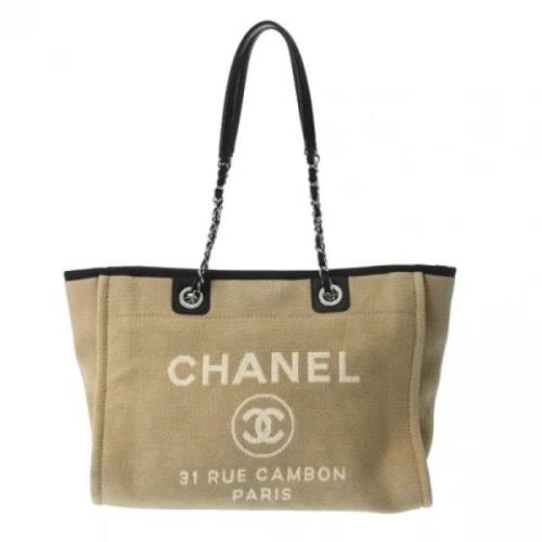 Chanel Vintage Pre-owned Canvas chanel-vskor Beige, Dam