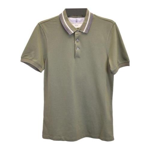 Brunello Cucinelli Army Green Cotton Pique Polo Shirt Green, Herr