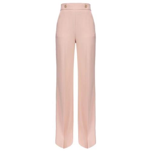 Pinko Dam Crepe Stretch Byxor med Guld Knappar Pink, Dam