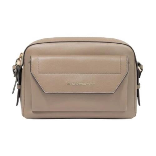 Piquadro Läder Kamera Axelväska Beige Beige, Dam