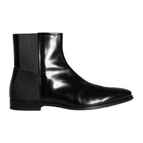 Dolce & Gabbana Svarta Kalvskinn Ankelboots Black, Herr