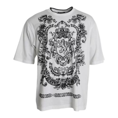 Dolce & Gabbana Vit Lion Logo Crewneck T-shirt Multicolor, Herr