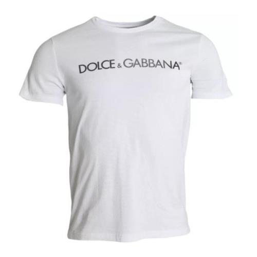 Dolce & Gabbana Logo Print Bomull Crew Neck T-shirt White, Herr