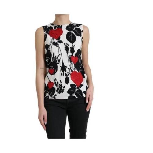 Dolce & Gabbana Rose Print Heart Tank Top Multicolor, Dam