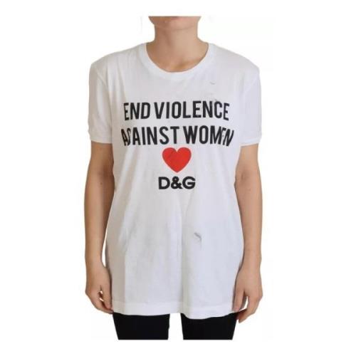 Dolce & Gabbana Lyxig Vit Bomull T-shirt White, Dam