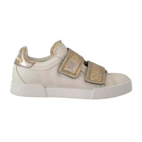 Dolce & Gabbana Vita Guld Låga Sneakers White, Dam