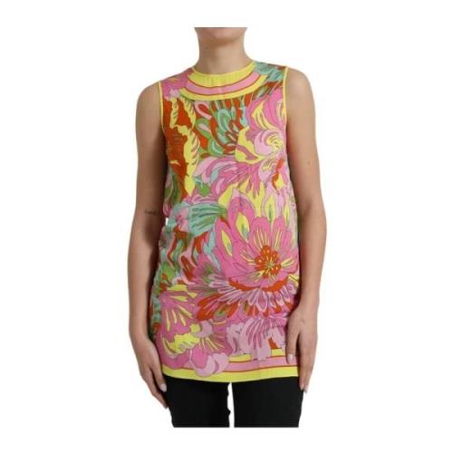 Dolce & Gabbana Blommig Silke Tank Top Multicolor, Dam