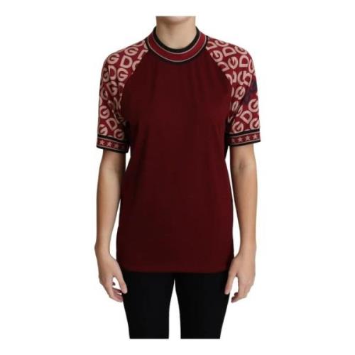 Dolce & Gabbana Randig Logotryck Bomull T-shirt Brown, Dam