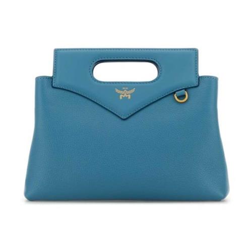 MCM Soft Diamond Turkos Läder Handväska Blue, Dam