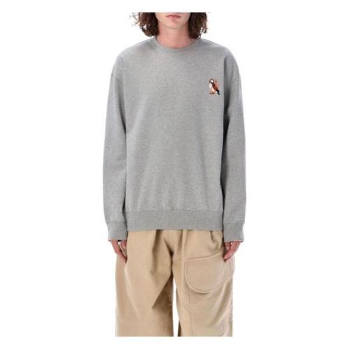 JW Anderson Grå Melange Puffin Broderi Sweatshirt Gray, Herr