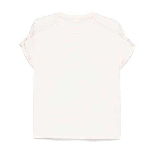 Liu Jo Satin Finish Panel T-shirt med Faux-Pearl Detaljer White, Dam