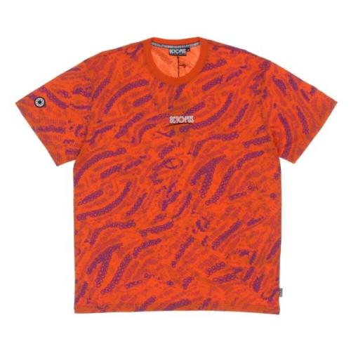 Octopus Sci-fi Orange Tee med Octopus Print Orange, Herr