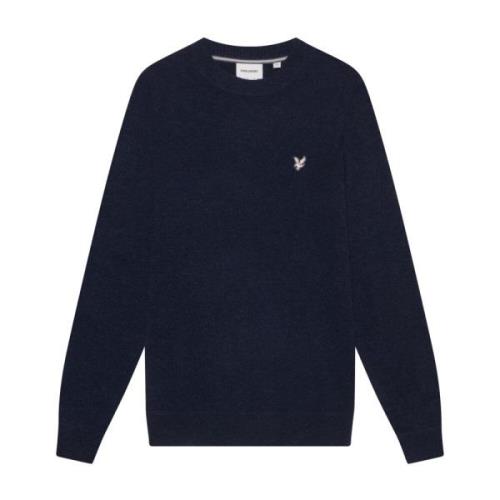 Lyle & Scott Cashmere Blend Crew Neck Jumper Blue, Herr