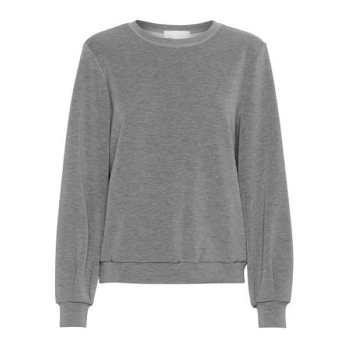 My Essential Wardrobe Mörkgrå Melange Sweat Blouse Gray, Dam