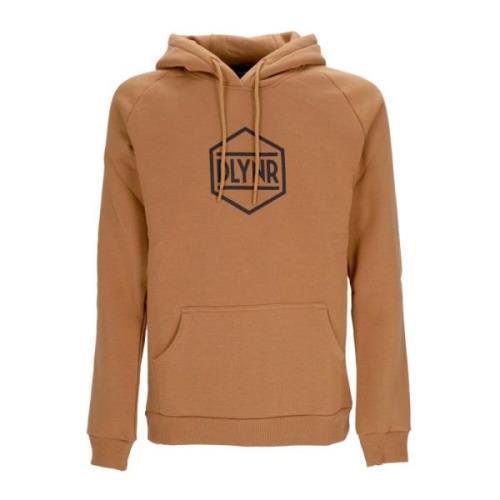 Dolly Noire Khaki Logo Hoodie med Känguruficka Brown, Herr