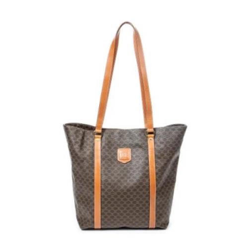 Celine Vintage Pre-owned Belagd canvas axelremsvskor Brown, Dam