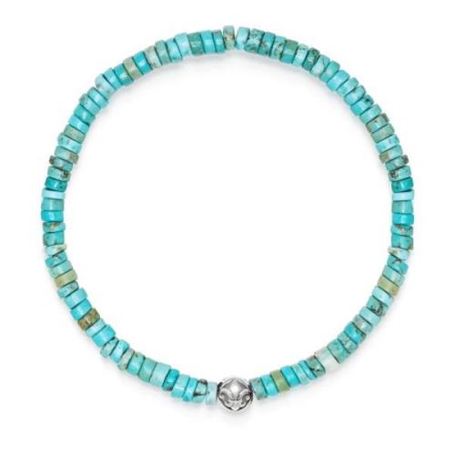 Nialaya Men's Wristband with Turquoise Heishi Beads Gray, Herr