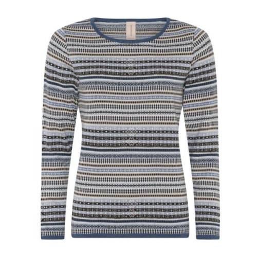 Skovhuus Indigo Jacquard Pullover Blus Multicolor, Dam