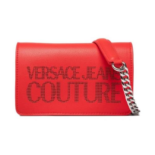 Versace Jeans Couture Röd Axelväska med Perforerad Logotyp Red, Dam