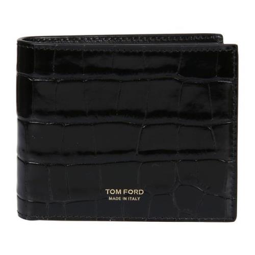 Tom Ford Tryckt Krokodil Bifold Plånbok Black, Herr