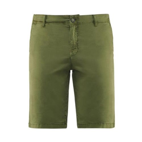 BomBoogie Stretch Bomull Gabardine Slim Fit Chino Bermuda Shorts Green...