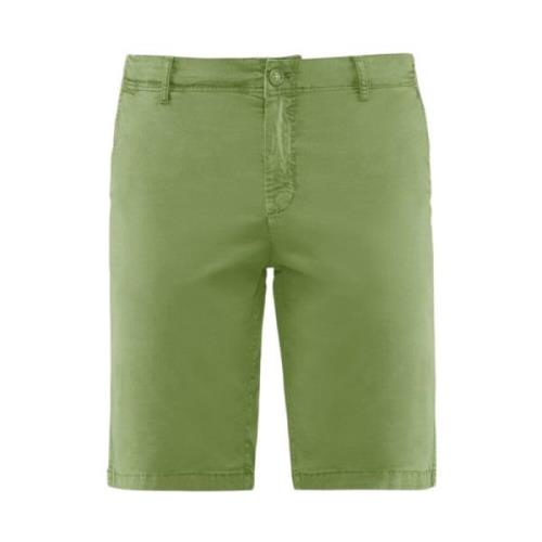 BomBoogie Slim Fit Bermuda Shorts i Stretch Bomullsgabardin Green, Her...