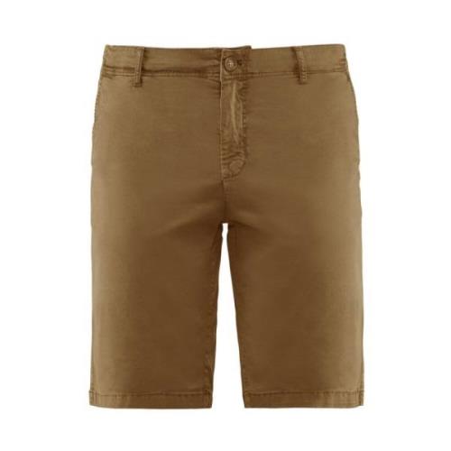 BomBoogie Stretch Bomull Gabardine Slim Fit Chino Bermuda Shorts Brown...