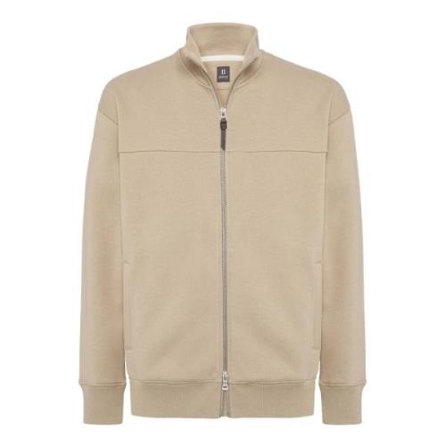 Boggi Milano Helslång dragkedja bomull mock polo hals sweatshirt Beige...