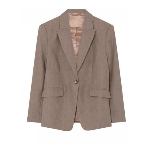 Gustav Klassisk Blazer med V-ringning och Ficklock Brown, Dam