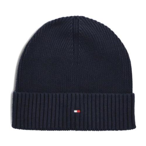 Tommy Hilfiger Blå Pima Bomull Flag Beanie Blue, Herr