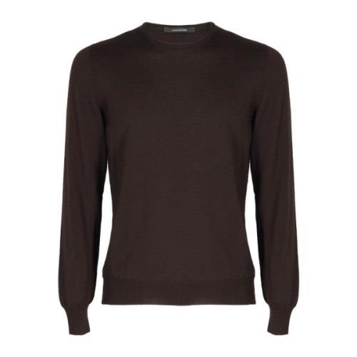 Tagliatore Round-neck Knitwear Brown, Herr