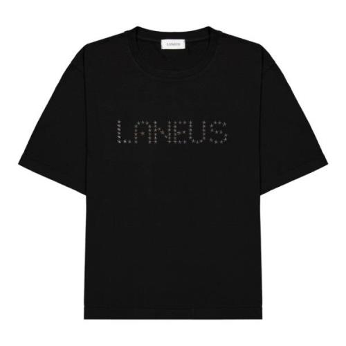 Laneus Svart t-shirt med personlig text Black, Dam