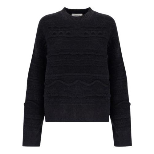 Laneus Jacquard Crewneck Sweater Black, Dam