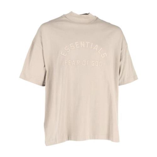 Fear Of God Logo Mock Neck T-shirt i Beige Bomull Beige, Herr