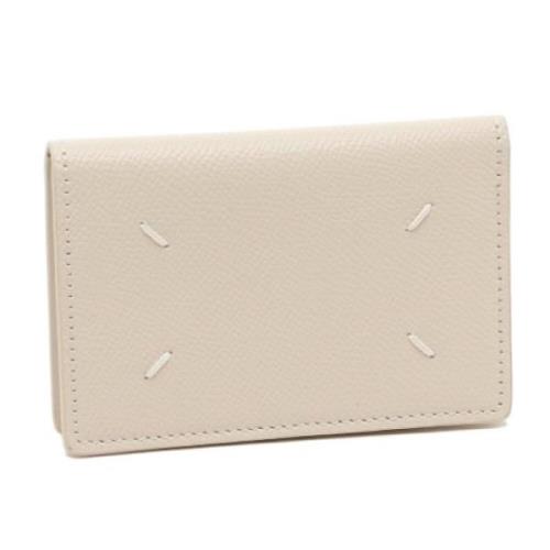 Maison Margiela Vit Bifold Plånbok med Signaturlogotyp Beige, Dam