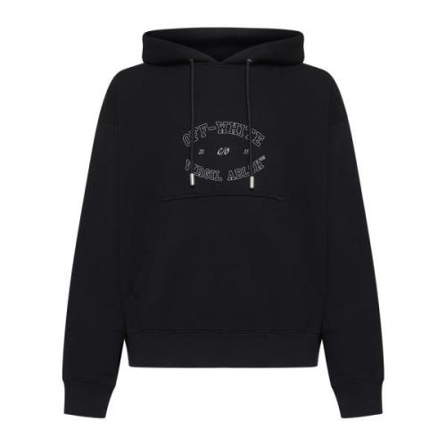 Off White Svart Skater-Fit Hoodie med Logotyptryck Black, Herr