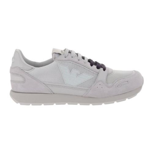 Emporio Armani Italienska Mesh & Mocka Sneakers Gray, Herr