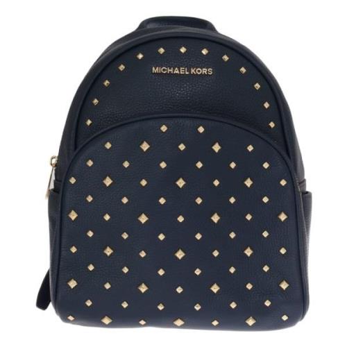 Michael Kors Elegant Läderbackpack i Marinblå Blue, Unisex