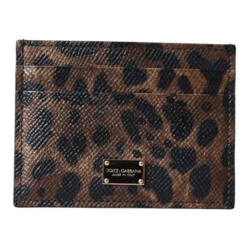 Dolce & Gabbana Leopard Logo Plaque Dam Korthållare Plånbok Multicolor...