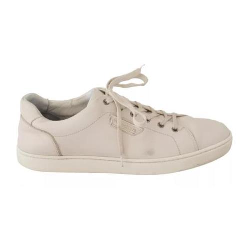 Dolce & Gabbana Logo Casual Läder Sneakers Beige, Herr