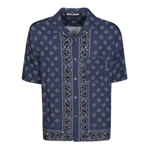 Palm Angels Paisley Bowling Skjorta Blue, Herr