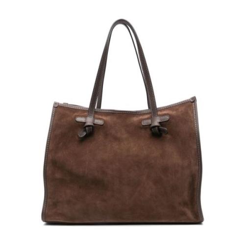 Gianni Chiarini Brun Mocka Läder Tote Väska Brown, Dam