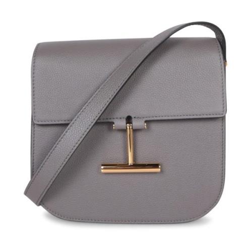 Tom Ford Ljusgrå Läder Crossbody Väska Gray, Dam