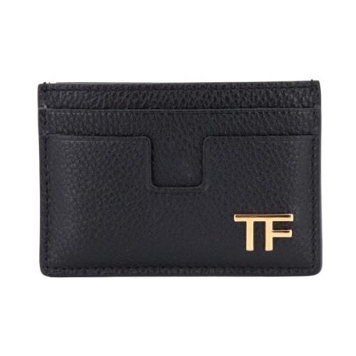 Tom Ford Svart Läderkorthållare Snygg Plånbok Black, Herr