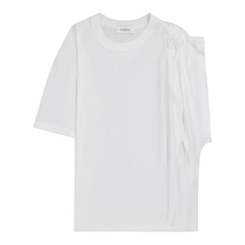 Laneus Vit klassisk t-shirt med drapering på axeln White, Dam